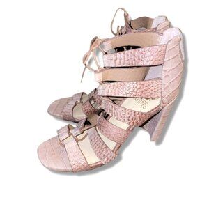 Vince Camuto Cream Snakeprint Heels